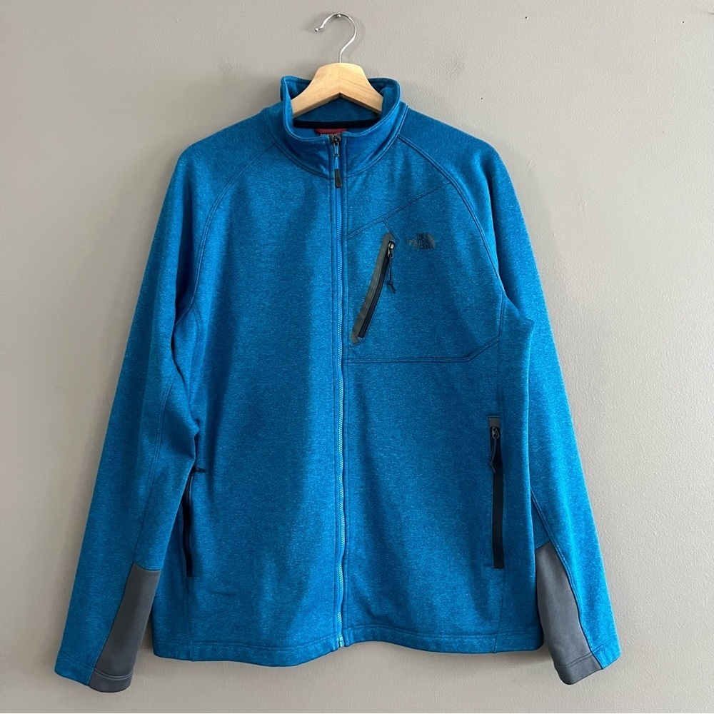 The North Face Men Fleece Hiking Trek Camping Base Layer Heathered Blue Large